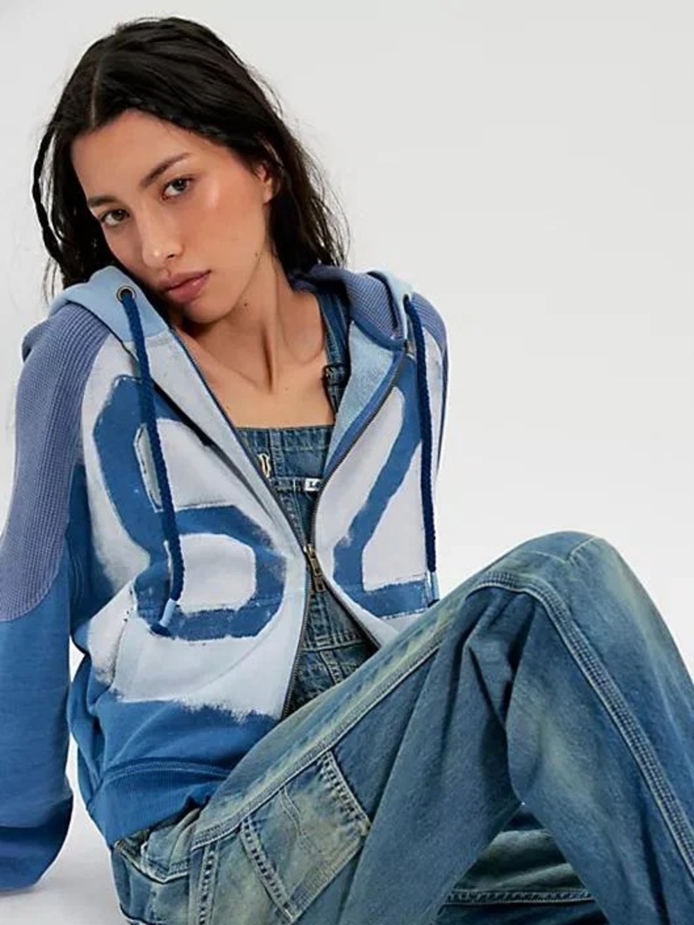 Free People Wild Blues 62 Zip Hoodie NWT We The Free Blue - Picture 3 of 10